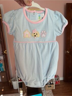 Girls Blue Stripe Paw & Pup Bubble